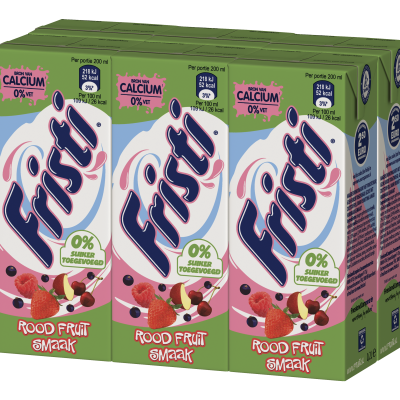 Fristi Drinkyoghurt Rood Fruit Smaak 0% Suiker Toegevoegd 6 x 0.2 l Multi-pack